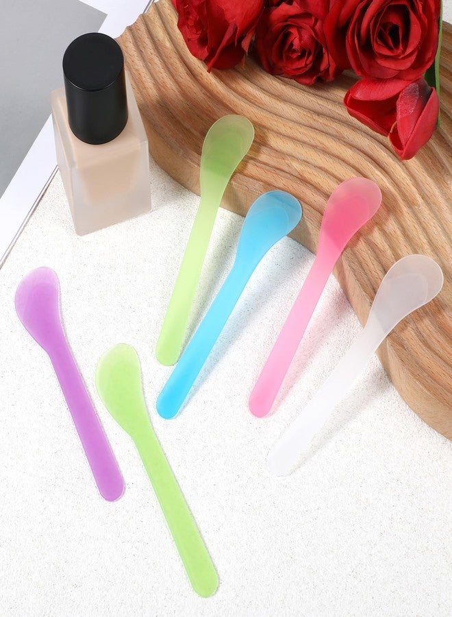 Hariendny 6Pcs 5inch Makeup Scoops 5 Color Plastic Beauty Spoon Facial Cream Brush Cosmetic Spatula Mask Mixing Spoon Reusable Facial Skin Care Tools for Lotions Moisturizers DIY Cream Mixing and Sampling - Image 3